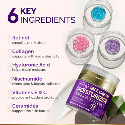 Day & Night Face Moisturizer with Collagen Retinol & Hyaluronic Acid for Women & Men