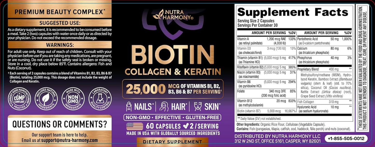 Biotin Vitamins with Collagen & Keratin