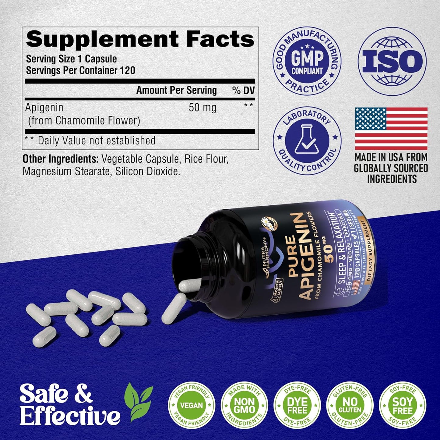 Apigenin 50mg Supplement for Sleep