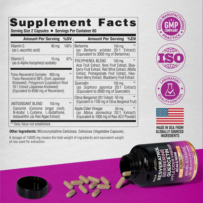 Resveratrol | Berberine | Quercetin | Apple Cider Vinegar - 19-in-1 Polyphenol Complex