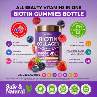 Biotin & Collagen Gummies for Hair Health Support