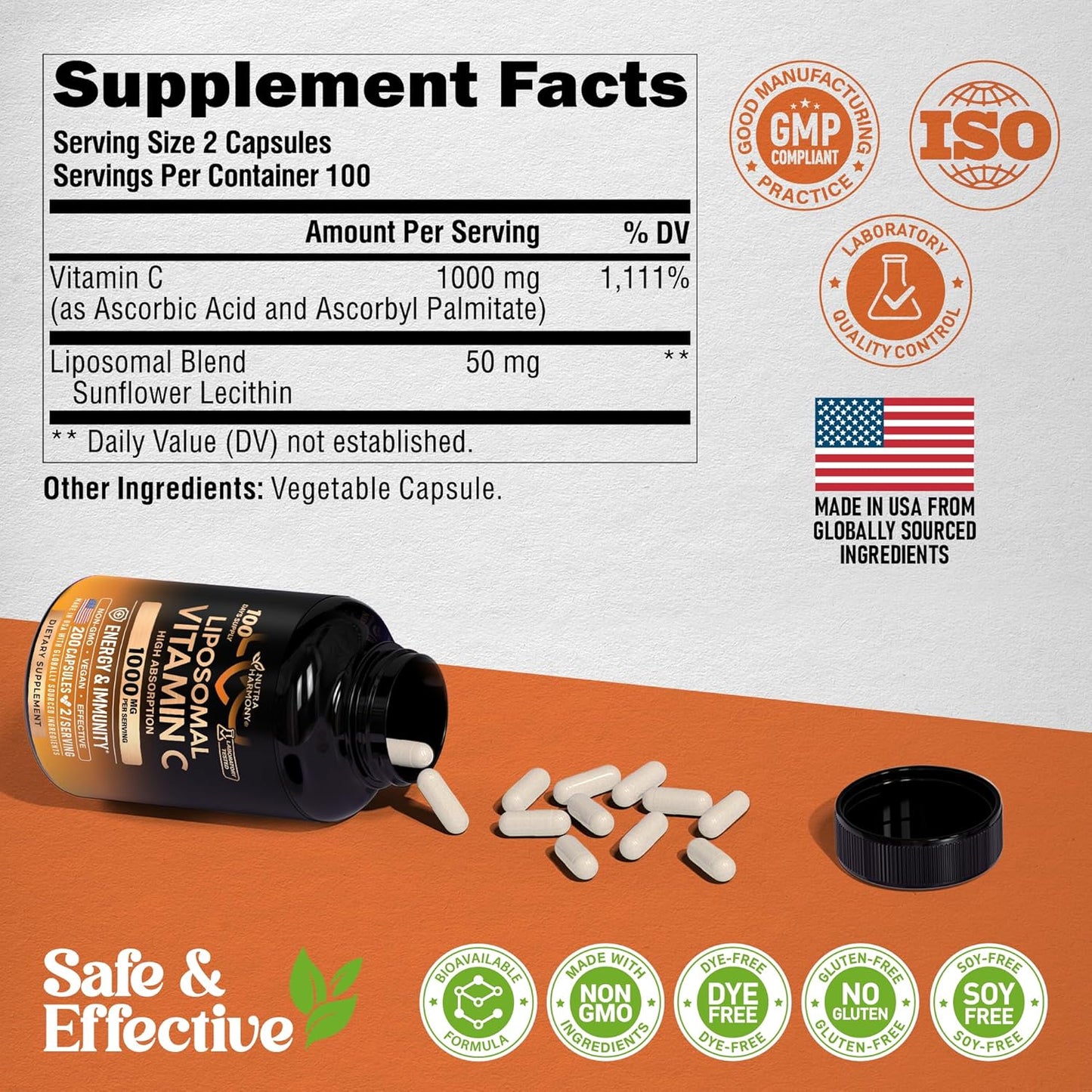 Liposomal Vitamin C 1000 mg - High Absorption & Gentle On Stomach