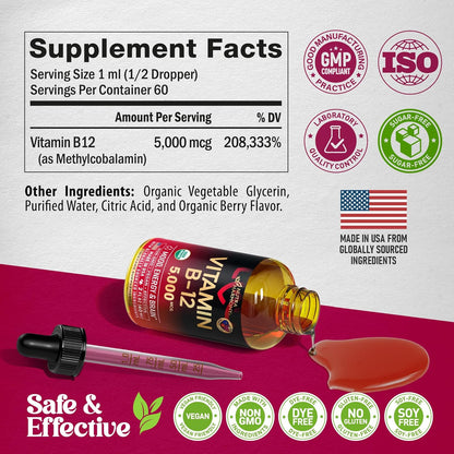 USDA Organic Vitamin B12 Sublingual Drops