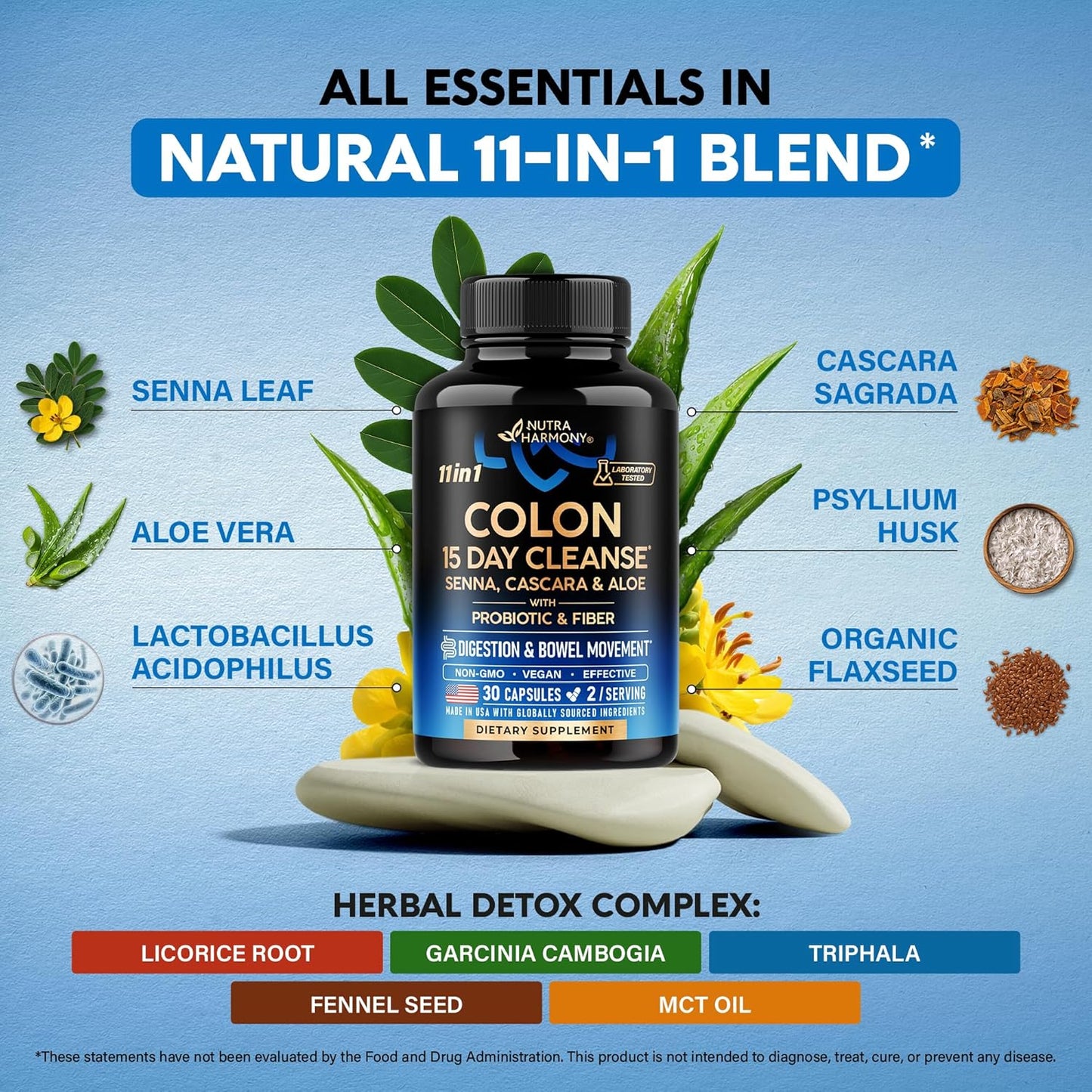 15-Day Colon Cleanse Complex for Women & Men with Probiotics & Fiber