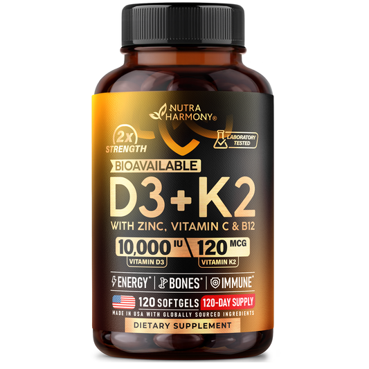 Vitamin D3 K2 Softgels For Immune & Mood Support