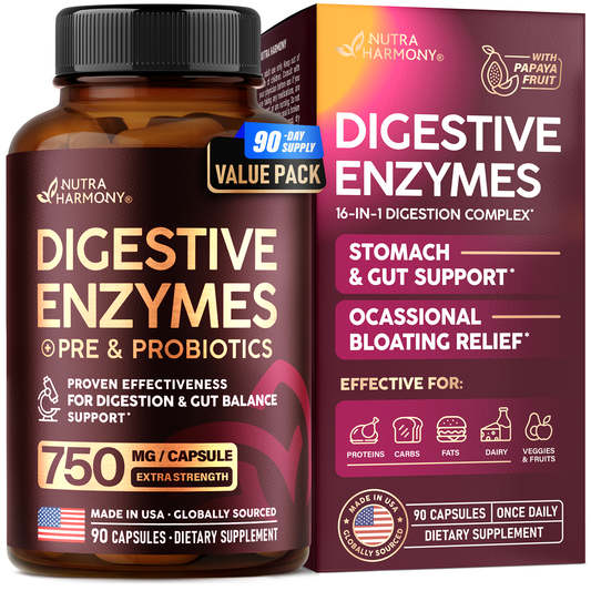Digestive Enzymes for Women & Men with Multi Enzymes, Papaya, Bromelain, Probiotic & Prebiotics