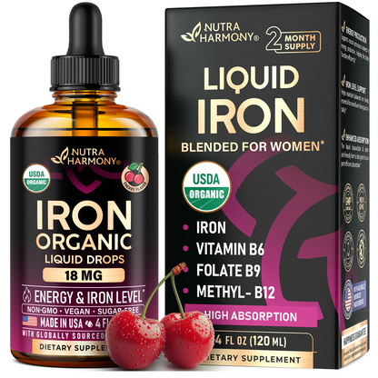 USDA Organic Iron Drops for Women