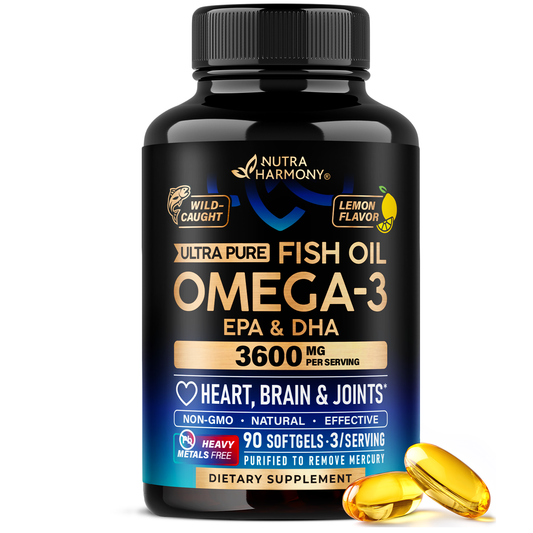 Omega 3 Fish Oil Supplement 3600 mg. Burpless, Lemon Flavored, 120 Softgels
