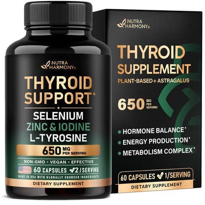 Thyroid Support with Selenium, Zinc & Iodine, L-Tyrosine, Magnesium, Adaptogen Herbs