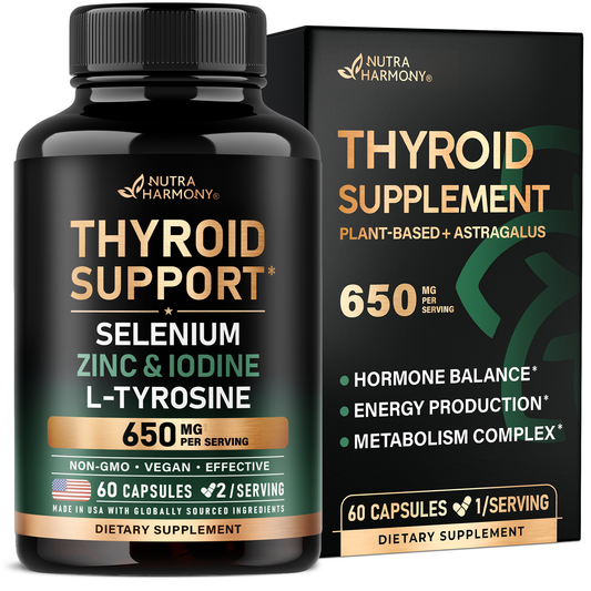 Thyroid Support with Selenium, Zinc & Iodine, L-Tyrosine, Magnesium, Adaptogen Herbs