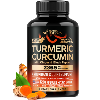 Turmeric Curcumin Supplement with Ginger & Black Pepper: Highly Bioavailable & Extra Strength