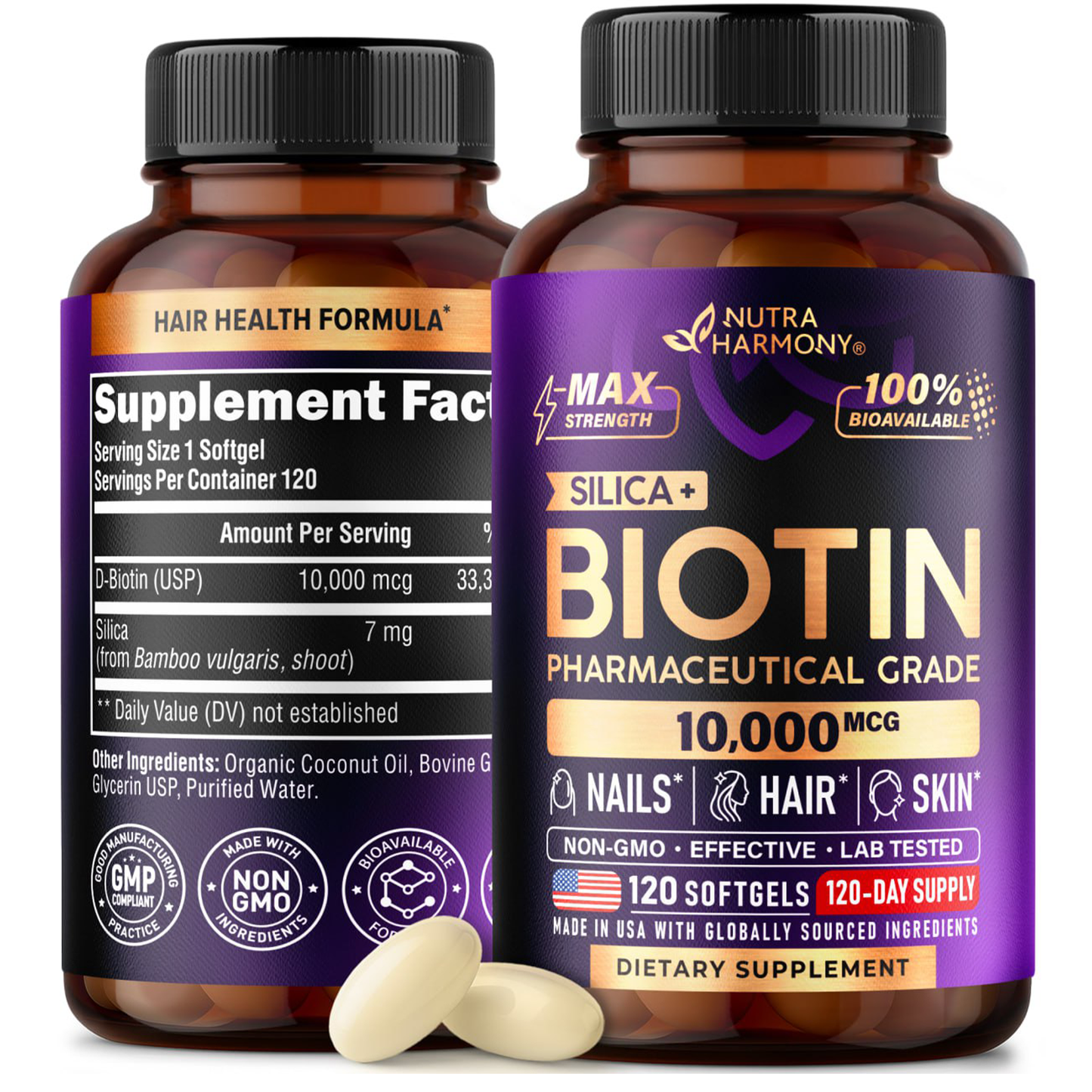 Biotin Softgels with Silicon for Hair Growth Support, Skin & Nails