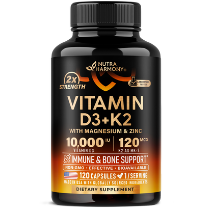 Vitamin D3+K2 with Magnesium, Zinc & Vitamin C & B12