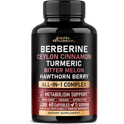 Berberine with Ceylon Cinnamon | Apple Cider Vinegar | Hawthorn Berry | Citrus Bergamot | Bitter Melon